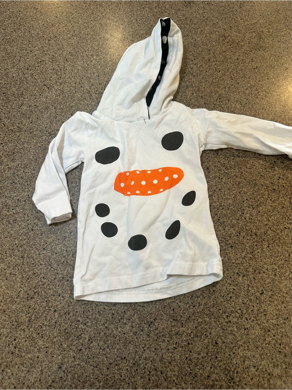 White Kids' Snowman Hooded Top with Orange Carrot Graphic